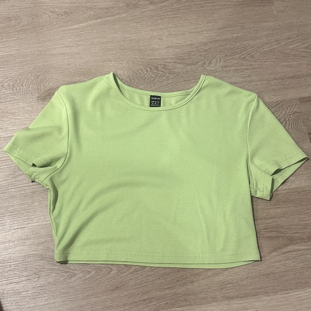 SHEIN Mint Green Ribbed Crop Top size Medium